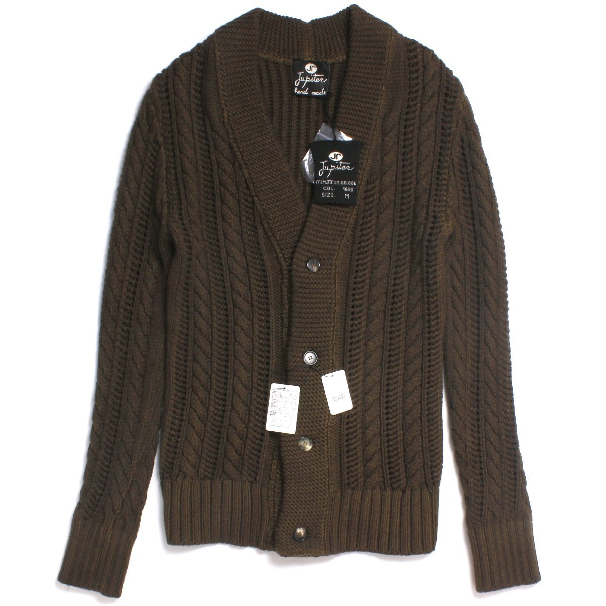 【タグ付き・新品・定価58,800円】JUPITER ローゲージ ニット カーディガン sizeM カーキ JJ02.68.006 ジュピター拍卖