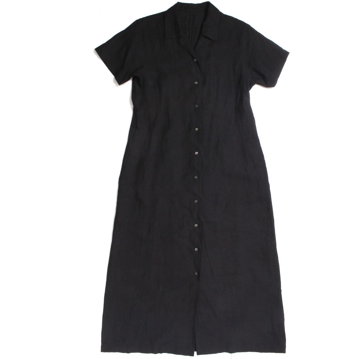 22ss BEAUTY&YOUTH BY オープンカラー シャツワンピース ウォッシャブル 定価18,700円 sizeM BLACK 1626-144-4117 ビューティアンドユース拍卖