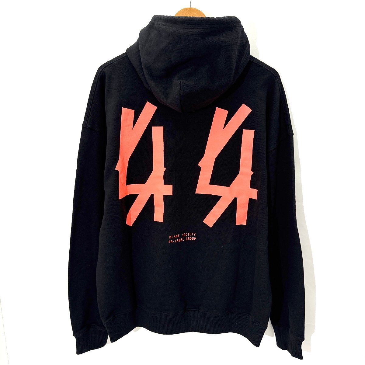 【タグ付・新品】44 LABEL GROUP BASIC HOODIE JERSEY FELPA DIAG パーカー sizeM BLACK B0030277 FA139 P289 44 レーベルグループ拍卖