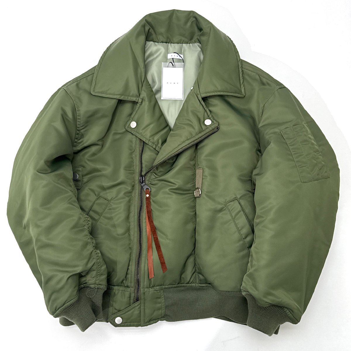 24AW Name. NYLON TWILL MK3 JACKET 定価71,500円 size1 OLIVE NMJK-012 ネーム フライトジャケット 中綿 ライダース ミリタリー オリーブ拍卖
