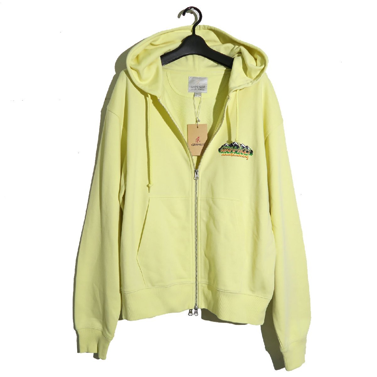 25ss【タグ付・新品・定価15,400円】Gramicci MOUNTAINEERING ZIP HOODED SWEATSHIRT sizeL レモン G5SU-J108 ジップ フーディー パーカー拍卖