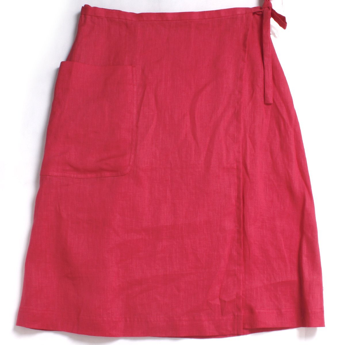 【タグ付き】MASSE MENSCH リネンラップスカート RED マッセメンシュ リネン ひざ丈スカート拍卖