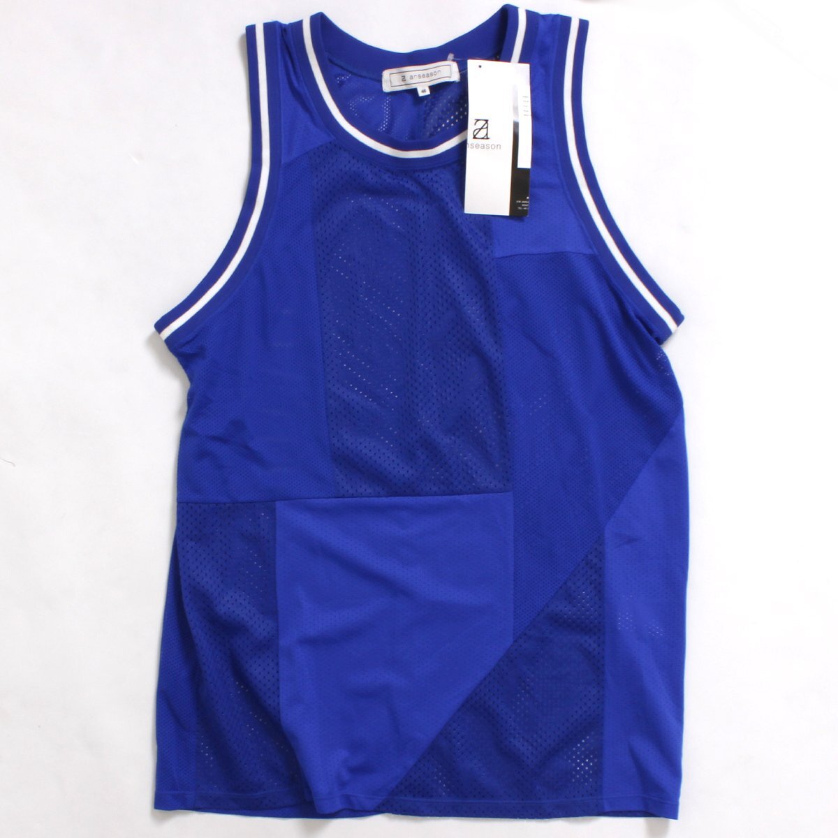 【タグ付き・新品・定価14,000円】ANSEASON ANREALAGE タンクトップ size46 BLUE 19SAS116 アンリアレイジ アンシーズ拍卖