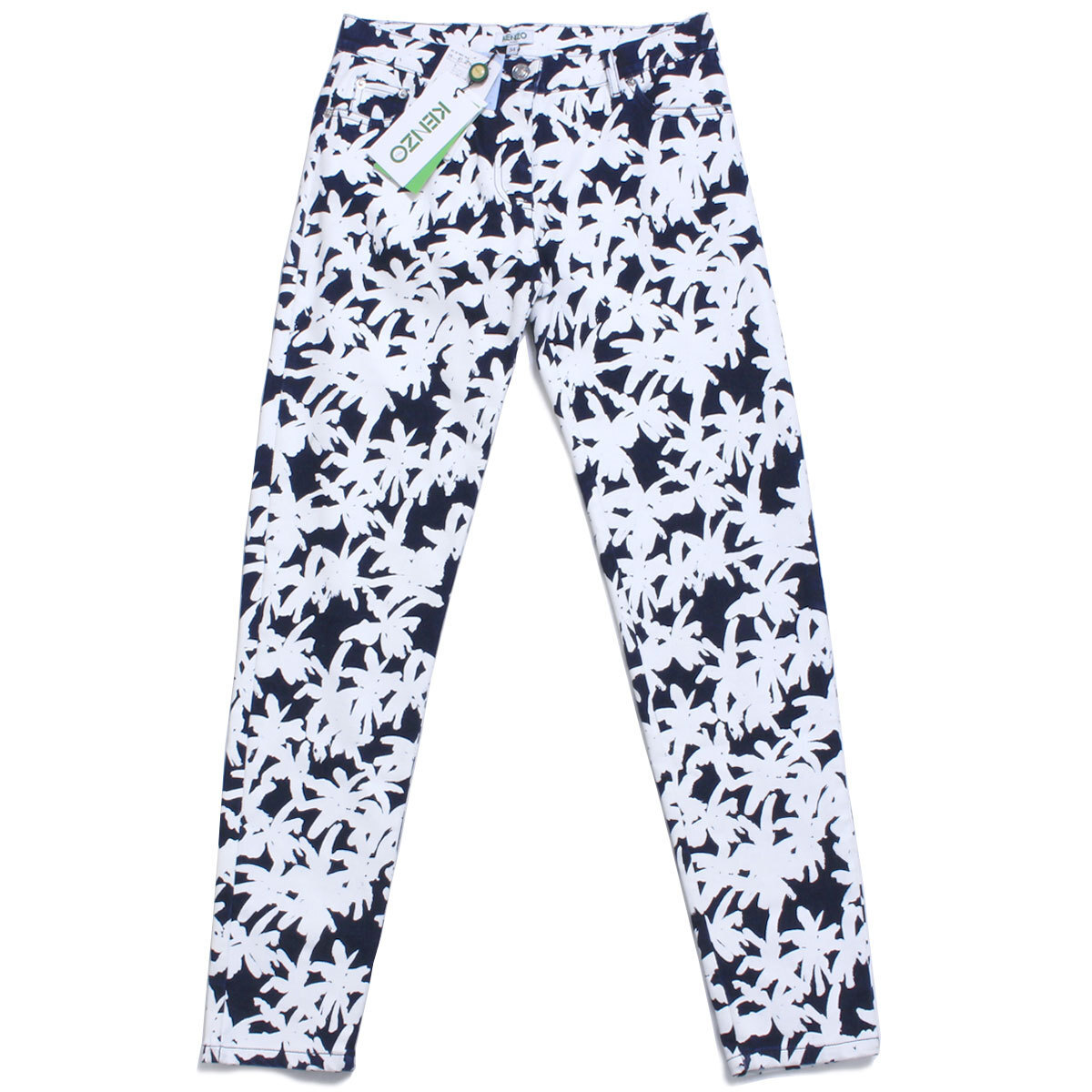 【タグ付・新品・定価49,000円】KENZO PALMS コーティングデニムパンツ size34 ホワイト×ネイビー ケンゾーパームス拍卖
