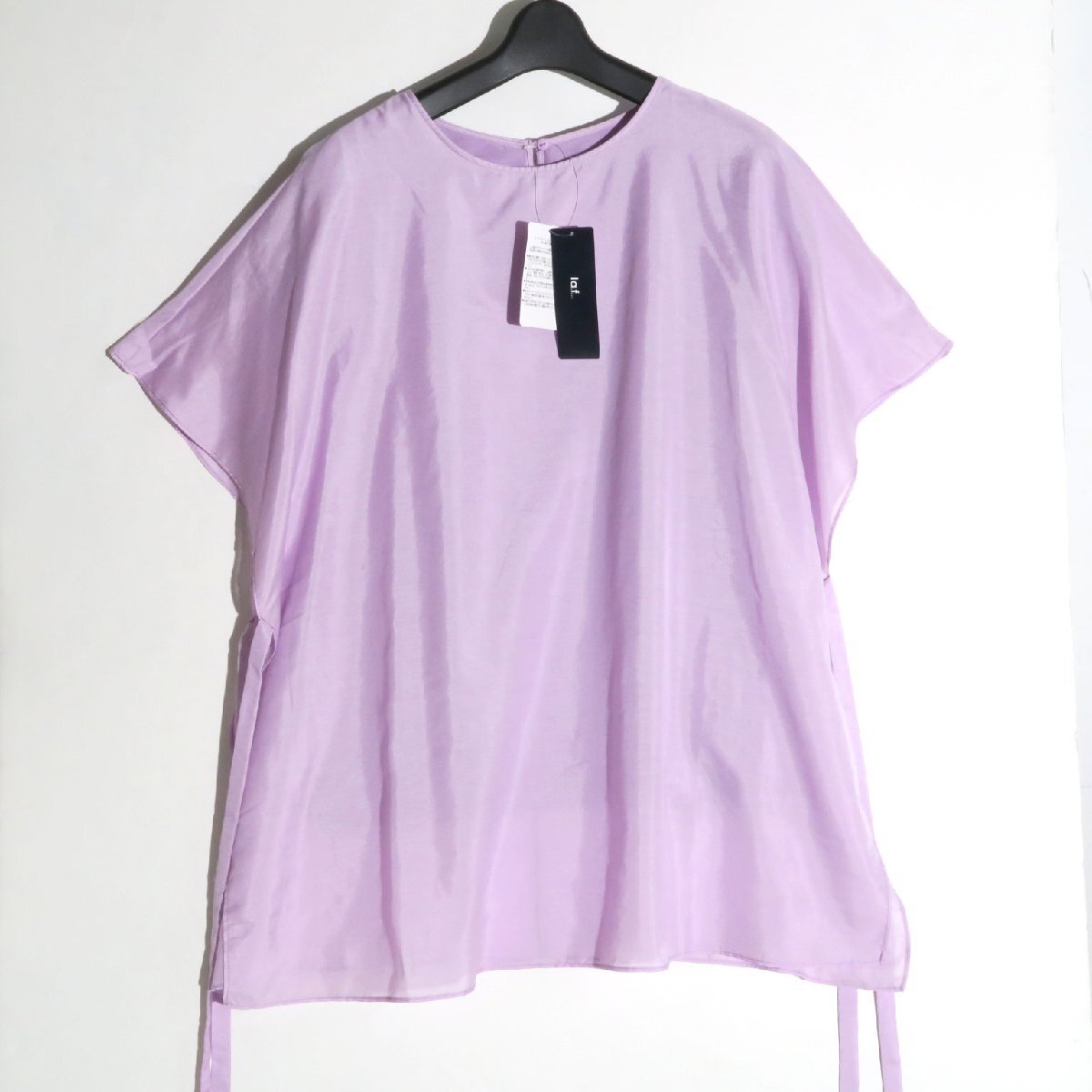 24ss【タグ付・新品・定価19,800円】la.f… ブライトローン半袖ブラウス 3613-43011 size2S 9号 ラエフ ピンク リボン拍卖