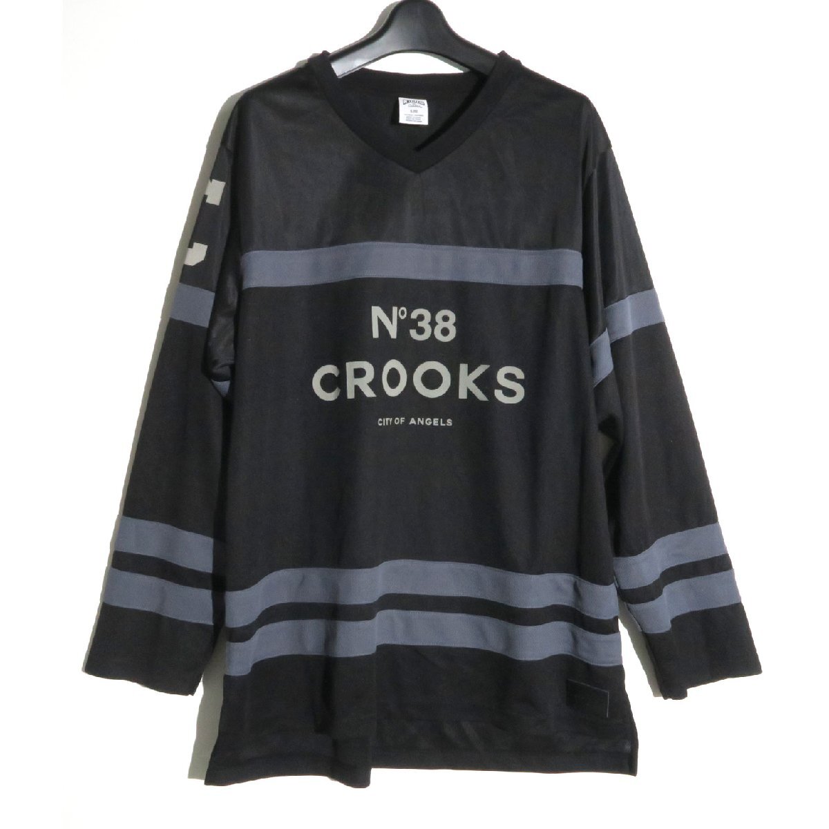 CROOKS & CASTLES HOCKEY GAME SHIRT クルックス キャッスルズ ゲームシャツ ホッケージャージ ブラック sizeL拍卖