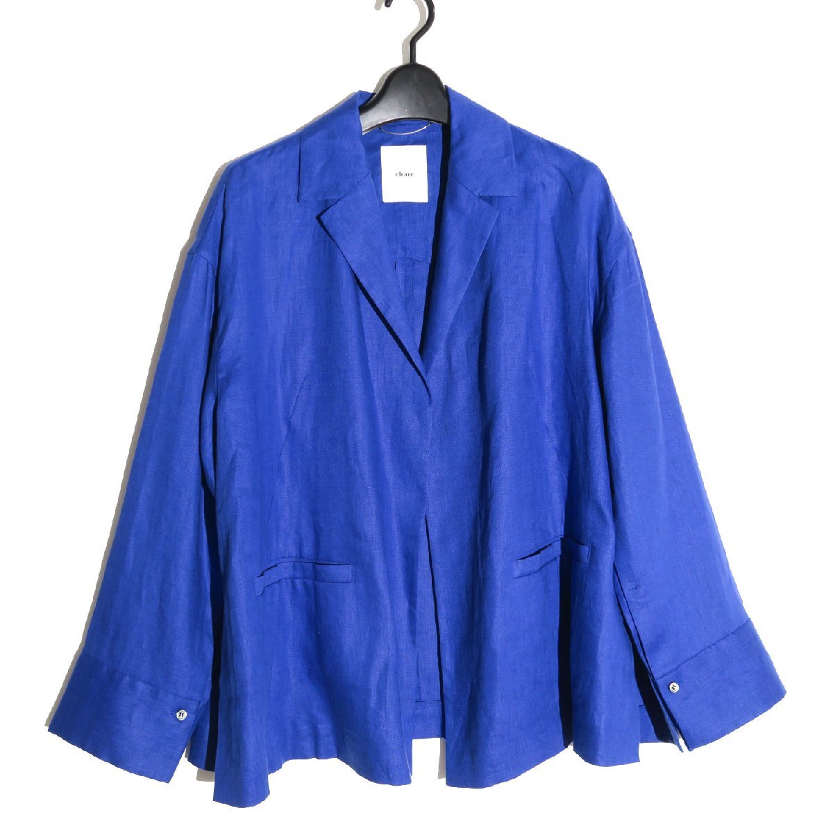 ebure ボタニカルリネンドロップショルダージャケット 定価61,600円 size36 コバルトブルー 3710400203 エブール拍卖