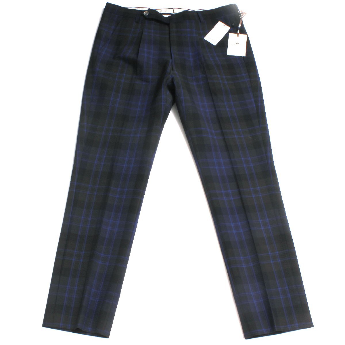 【タグ付き・新品・定価31,900円】ENTRE AMIS シアサッカーワンプリーツパンツ size33 ネイビー IP16-8356 アントレアミ パンツ拍卖