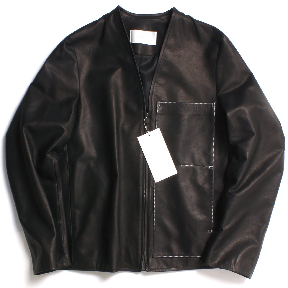 【タグ付き・定価154,000円】prasthana LC1 leather blouson size1(M) BLACK P-1506001 プラスターナ カウレザー ブルゾン拍卖