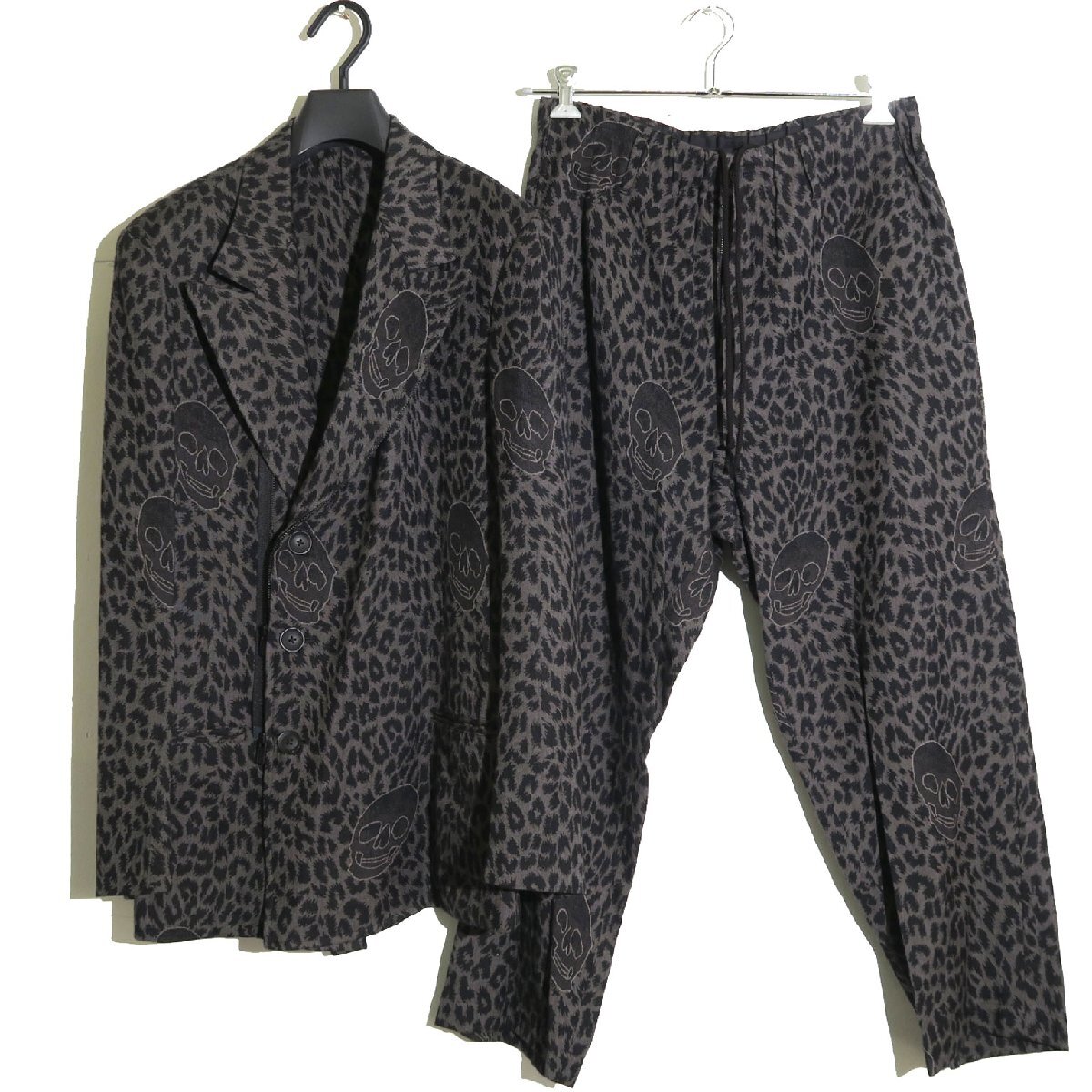 BLACK Scandal Yohji Yamamoto セットアップ HH-J39-106 HH-P55-106 ブラックスキャンダル ダブルブレスドジャケット レオパード スカル拍卖