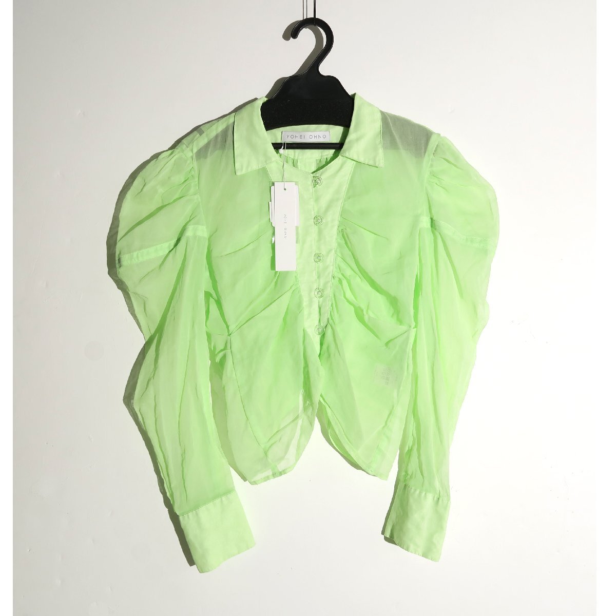 24ss【タグ付・新品・定価44,000円】YOHEI OHNO Takarazuka Short Shirt OH-24S-TP2 36 ヨウヘイオオノ タカラズカシャツ ライム シアー拍卖