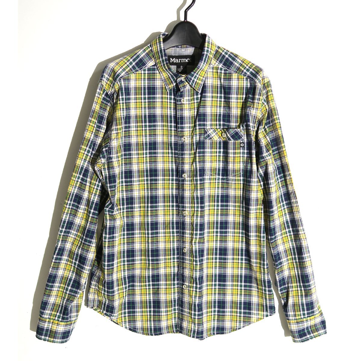 Marmot QD Tartan Check L/S Shirt TOMLJB75 sizeXL 定価11,000円 マーモット タータンチェックロングスリーブシャツ ネイビー イエロー拍卖