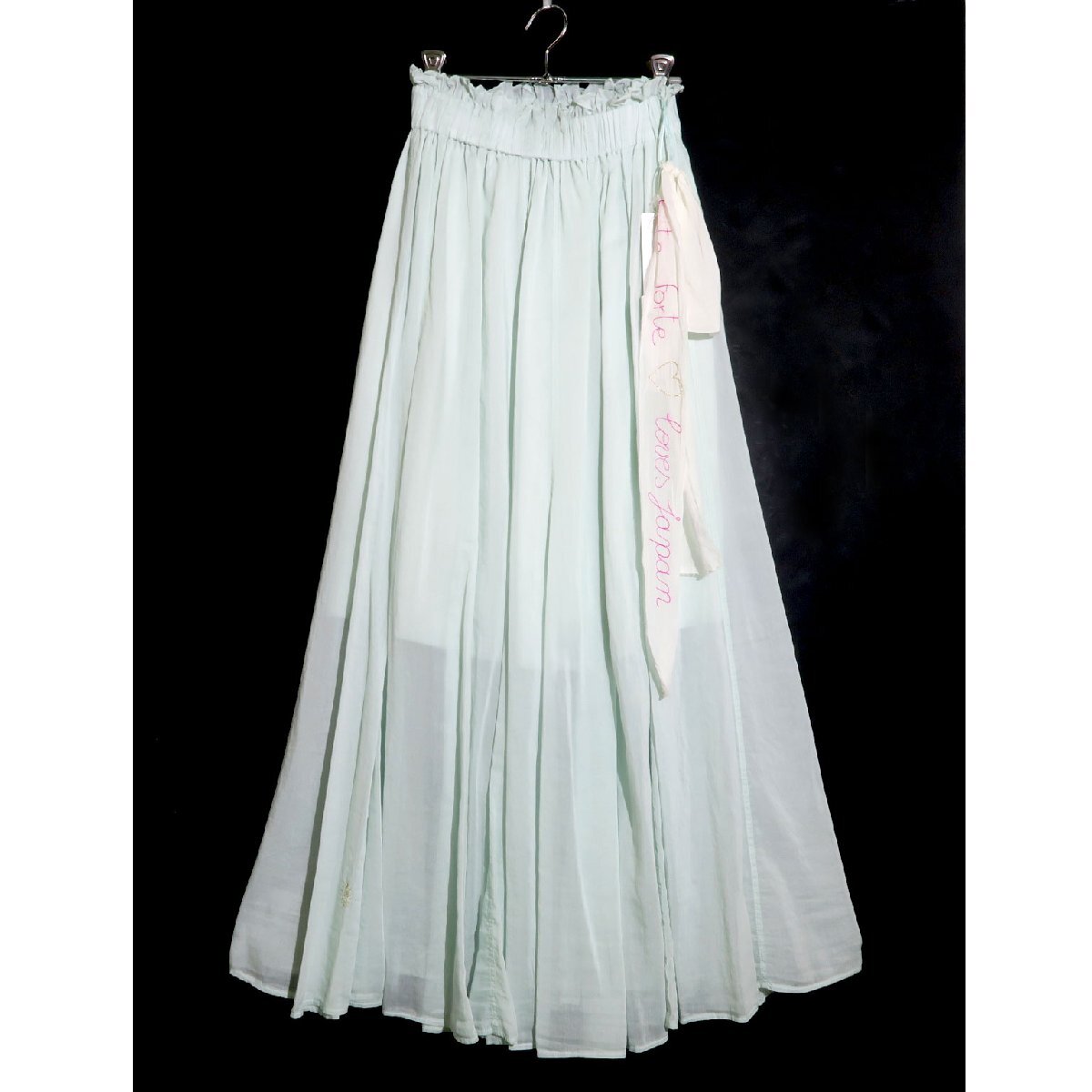 【JAPAN限定・新品・定価64,900円】forte_forte コットンシルク フレアスカート size0 ライトグリーン フォルテフォルテ 871-81690 拍卖