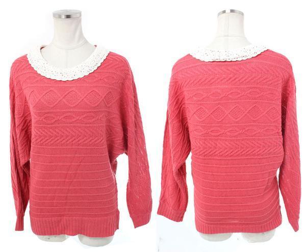 ◆新品 FREE'S PHRASE ケーブル カギ編 ニット トップス sizeM レッド フリーズ 赤拍卖