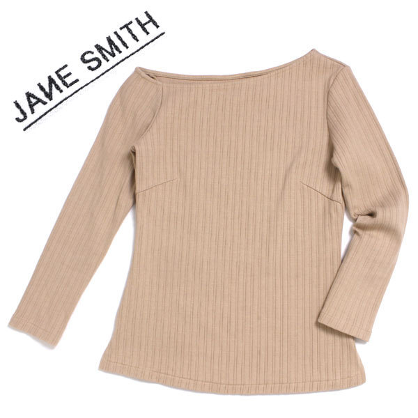 ◆JANE SMITH HALF SHOULDER RIB TOPS ハーフショルダーリブトップス 定価15,400円 size38 ベージュ 518L ジェーンスミス拍卖
