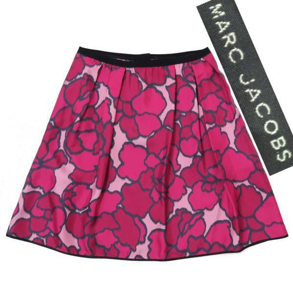 新品 MARC JACOBS 定価104,760円 シルク Aライン タックスカート size00 マークジェイコブス拍卖