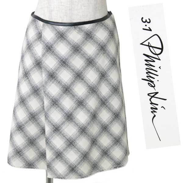 【SALE】新品 3.1 Phillip Lim Sculpted Flare Skirt 定価50,400円 size2 ホワイト F313-3820SPW フィリップリム チェック フレア スカート拍卖