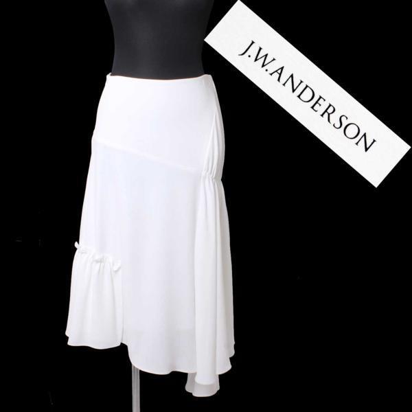 新品 J.W.ANDERSON ASYMMETRIC RUCHED SKIRT アシンメトリー スカート size6 ホワイト SK22WS16 JW アンダーソン フリル拍卖