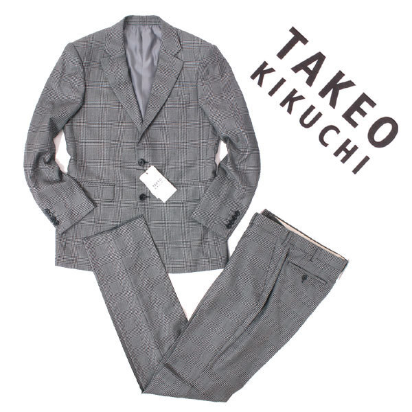 新品 TAKEO KIKUCHI MIYUKITEX 3by3 チェック柄 ウール セットアップ スーツ sizeLL タケオキクチ拍卖