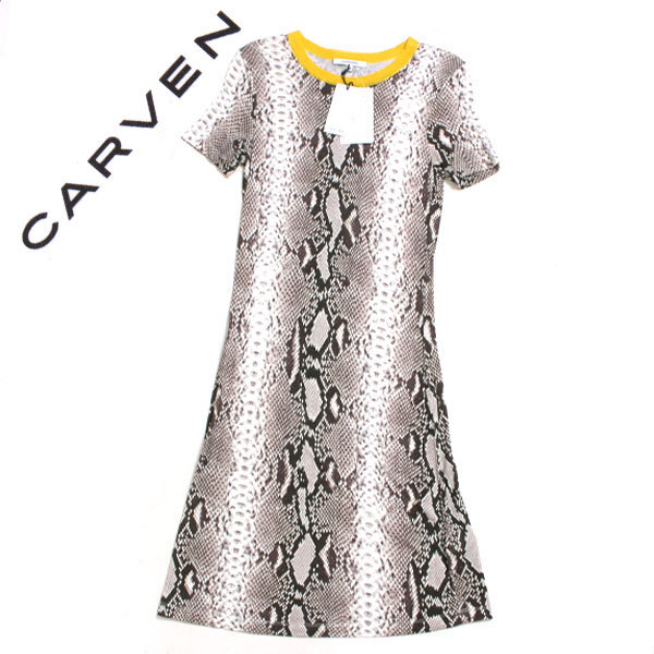 ●SALE● 新品 CARVEN パイソン柄 Tシャツワンピース 定価32,000円 sizeXS MULTICOLORE ブカルヴェン クルーネック 半袖拍卖