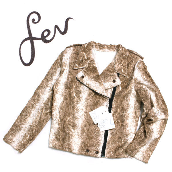 新品 fev(フェブ) ANIMAL RIDER'S JK アニマル柄フェイクファーライダースジャケット 定価43,200円 fev16AW-09 77circa 77サーカ拍卖