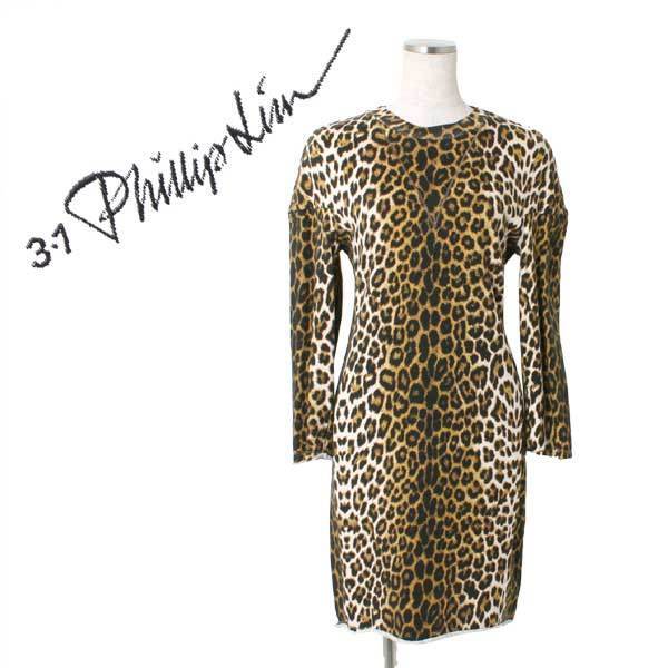 【SALE】新品 3.1 Phillip Lim SCULPTED DRESS WITH ROUNDED SHOULDERS レオパード柄 スウェット ワンピース 定価71,400円 フィリップリム拍卖