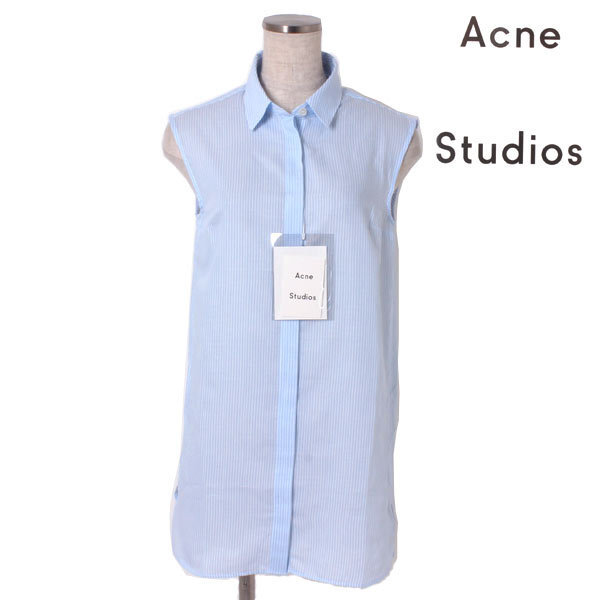 新品 Acne Studios ストライプノースリーブシャツ ブラウス size32 BERLINA THIN S PSS17 11U116 アクネ拍卖