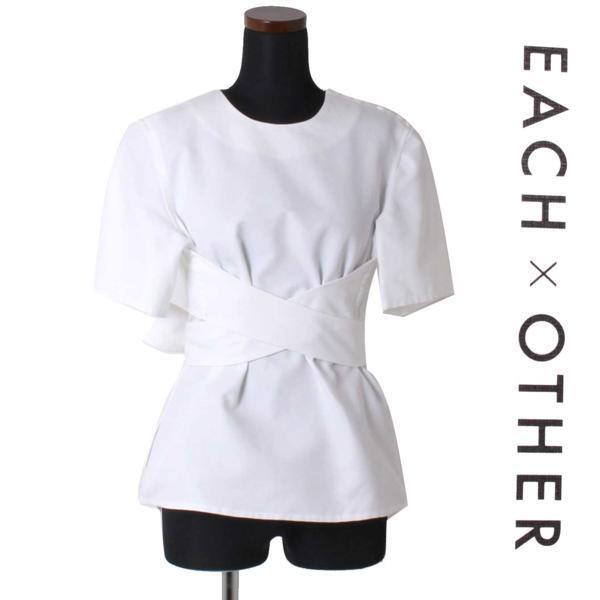 新品 EACH x OTHER belted wrap shortsleeved top 定価47,520円 sizeS ホワイト イーチアザー 白 トップス拍卖