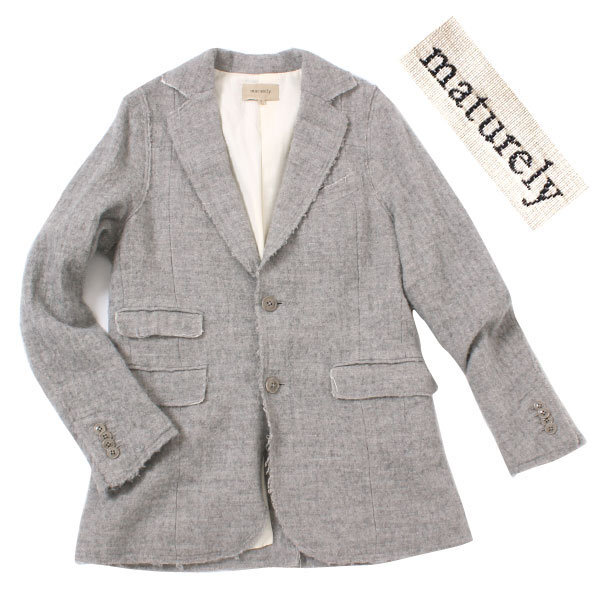 maturely マチュアリー Cut Off Tweeds Jacket リネンウール ツイードジャケット 定価32,000円 size0 グレー 13-16-0264-803拍卖
