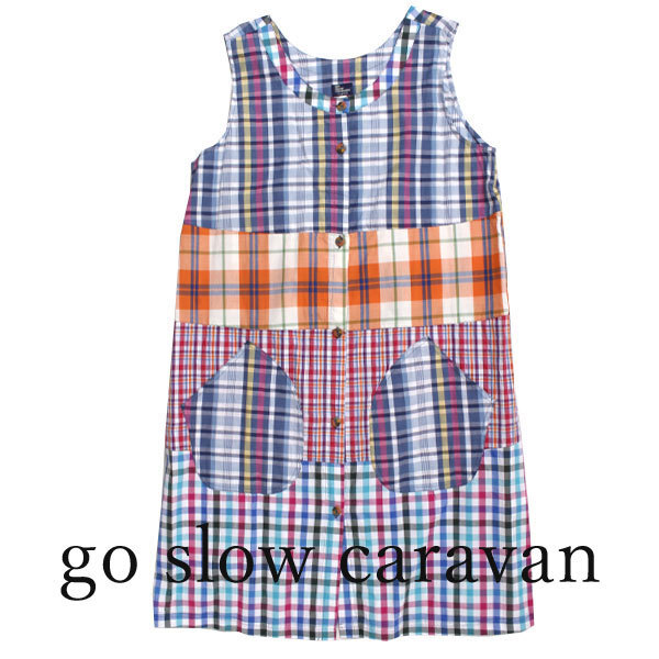 新品 go slow caravan チェック/ボーダー切替タンクワンピース 定価8,900円 フリーサイズ マルチカラー 701985001129 ゴースローキャラバン拍卖