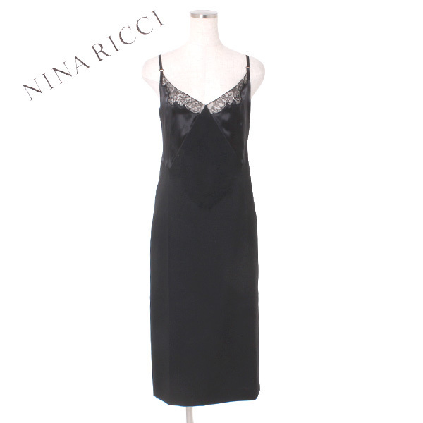 新品 NINA RICCI レースドレス 定価269,000円 size34 ブラック ニナリッチ ワンピース拍卖