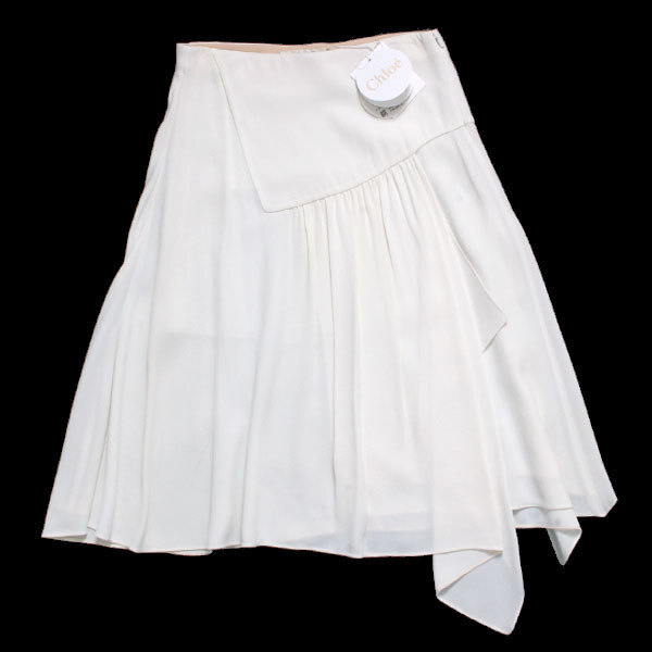 【定価136,000円 タグ付新品】Chloe ラップ風 アンシンメトリースカート size34 MILK クロエ拍卖
