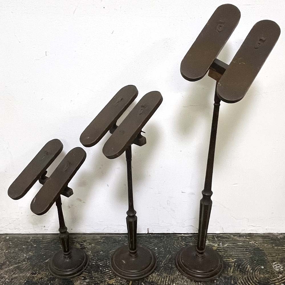 40s~50s ヴィンテージ ディスプレイシューズスタンド 木製 3pc/アメリカンアンティークusaフランスイギリス30s60s70s靴屋店舗什器備品拍卖