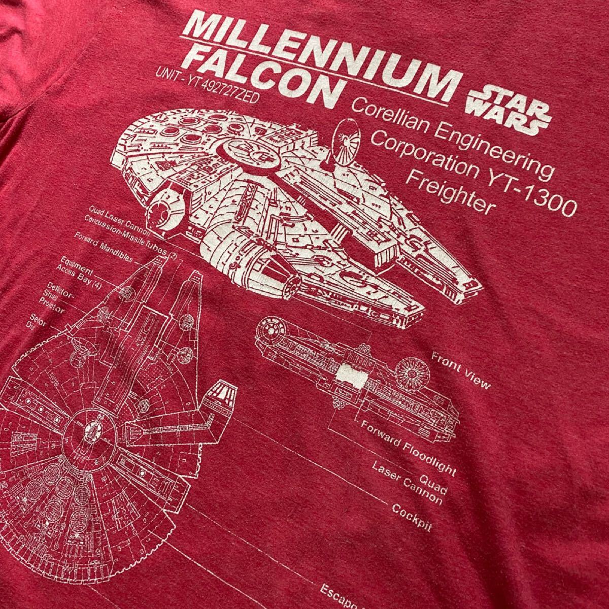 スターウォーズ ミレニアムファルコン Tシャツ Lサイズ/ダースベイダーハンソロチューバッカr2d2c3poヨーダヴィンテージアメカジ古着70s80s拍卖