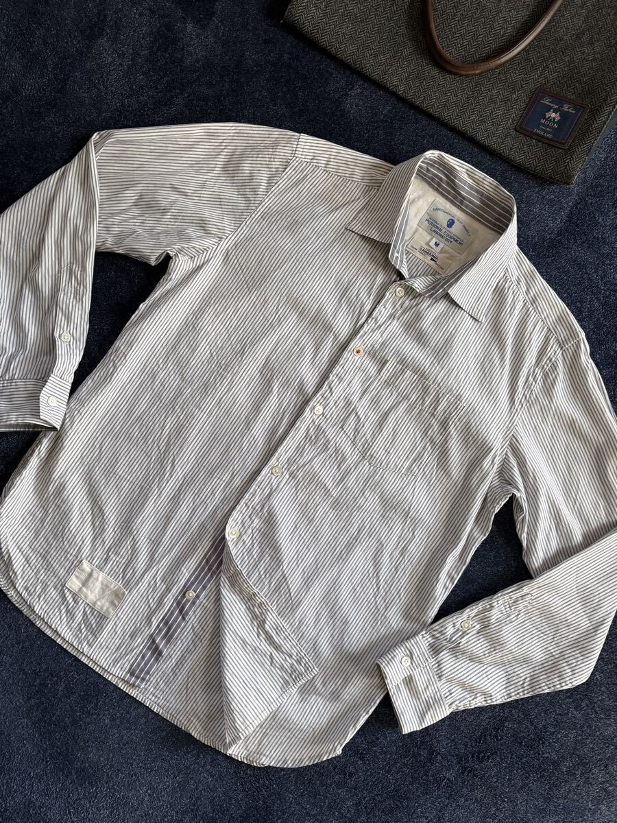 超美品 日本製 ナイトレイド NITRAID experimental test sample ストライプ切替 Leggiuno生地仕様 長袖シャツ sizeM MADE in JAPAN拍卖