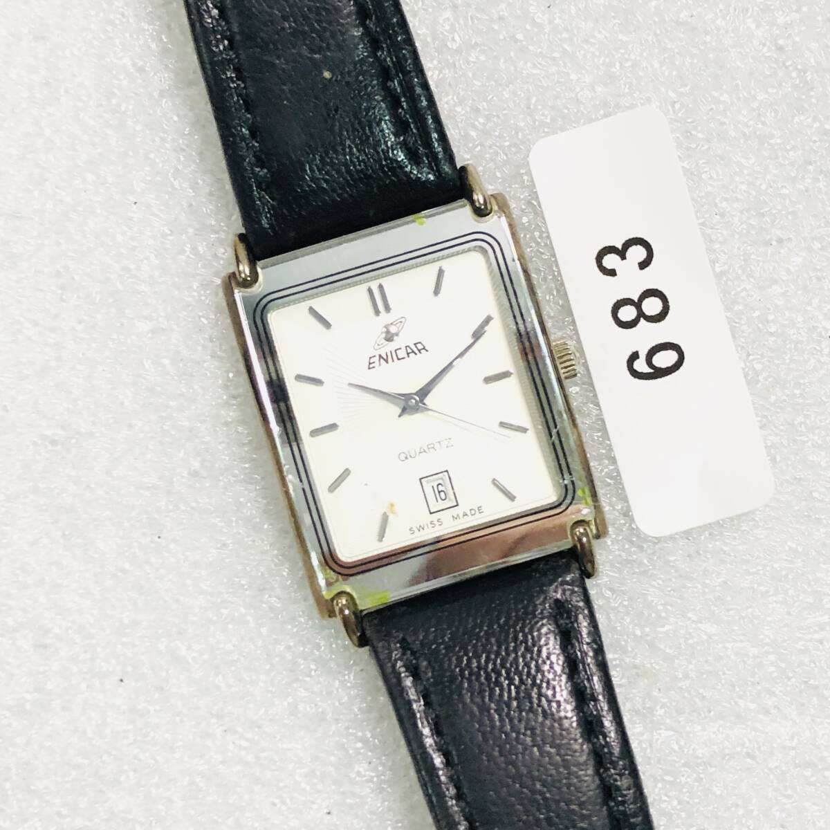 腕時計 エニカ ENICAR 956.8833M スクエア メンズ 3針 デイト 未稼働 クオーツ quartz 683拍卖
