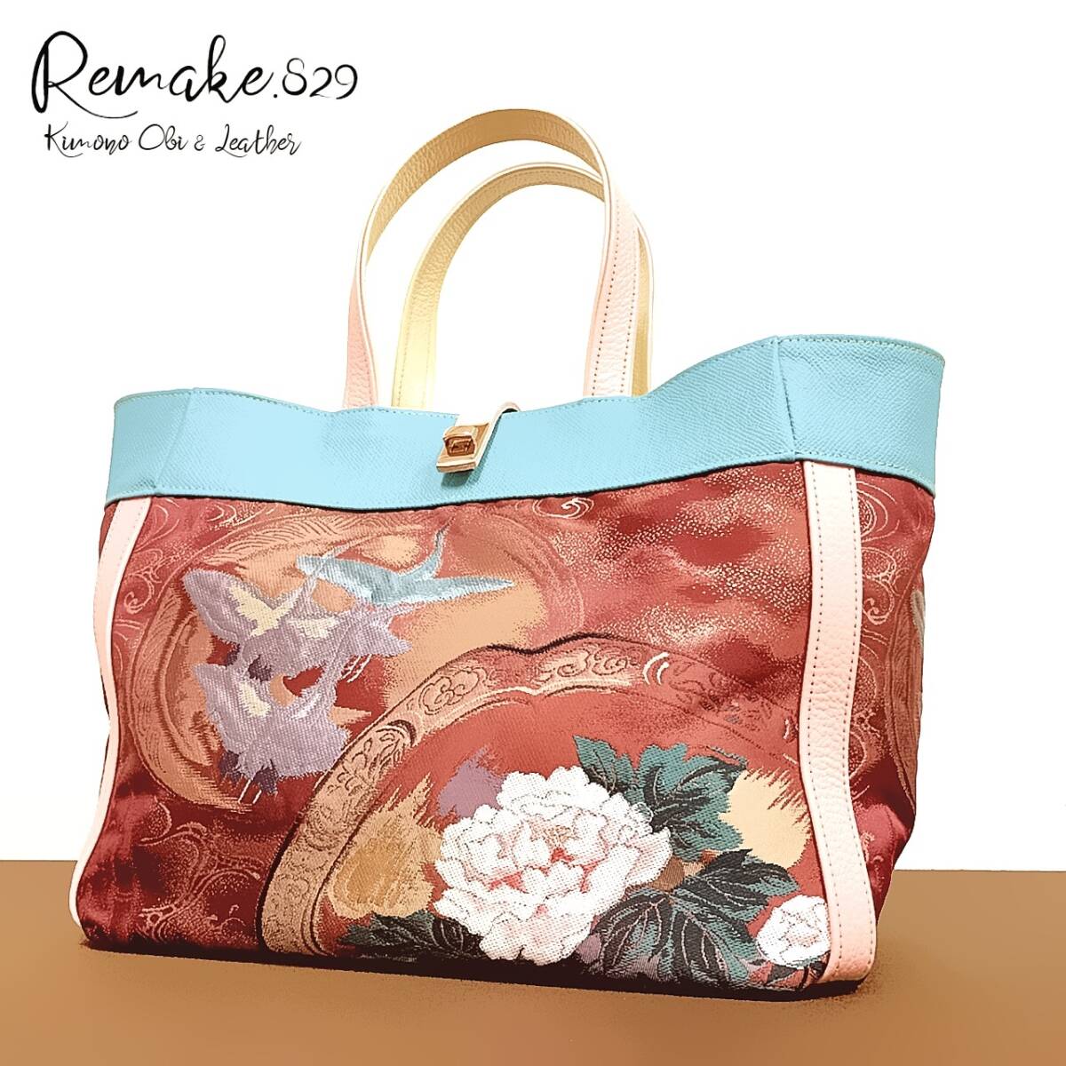 着物帯と本革のリメイクバッグ◆remake.829◆プロモーション販売品◆#03拍卖