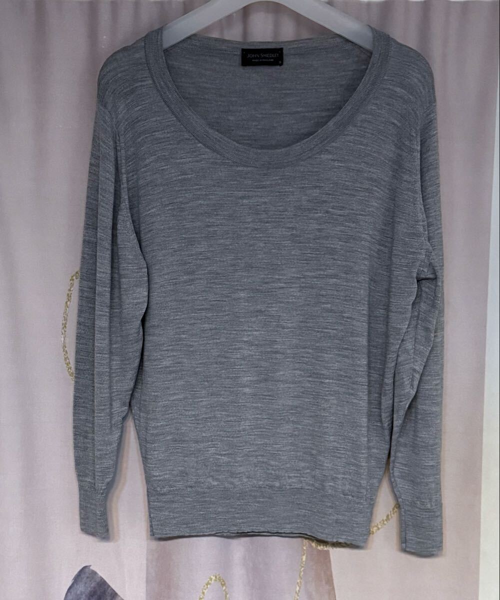 ジョンスメドレー ニュージーランドメリノウール クルーネックニット グレー拍卖