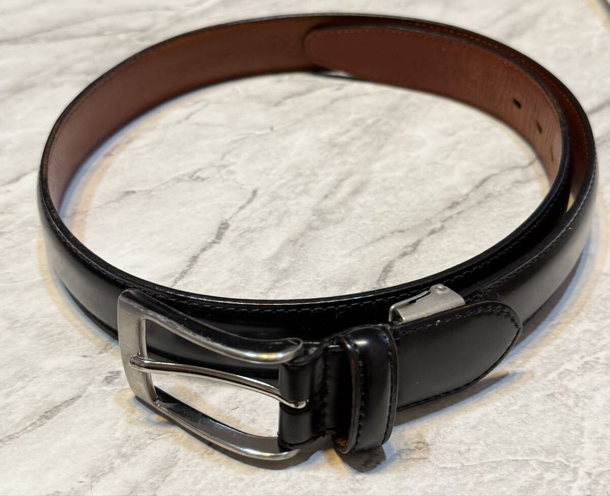 プレリーギンザ シルバーバックル シェルコードバン レザーベルト ブラック拍卖