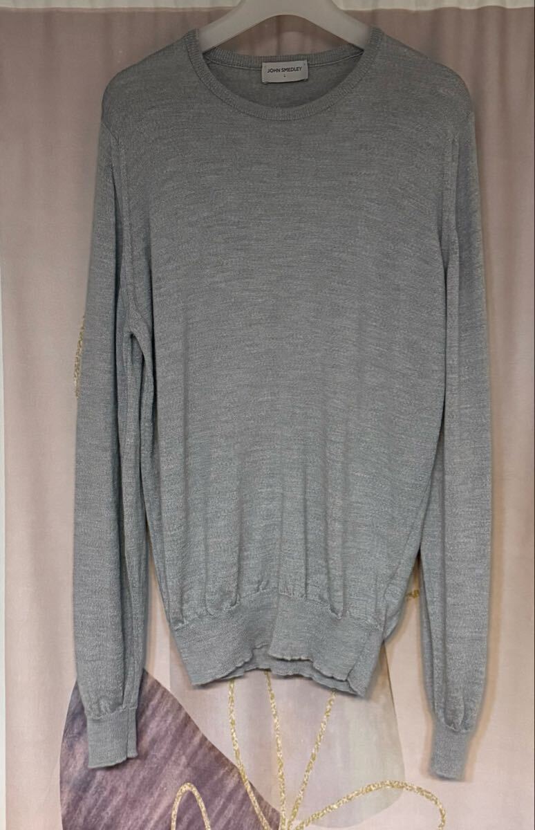 ジョンスメドレー メリノウール エクストラファイン クルーネック ニット グレー拍卖