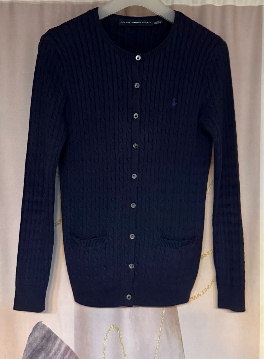 ポロラルフローレン ポニー クルーネック ケーブルニット カーディガン ネイビー拍卖