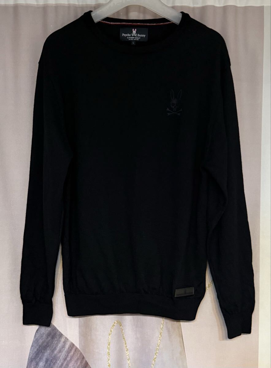 サイコバニー ビッグスカルラビット 刺繍 ウール クルーネックニット ブラック拍卖