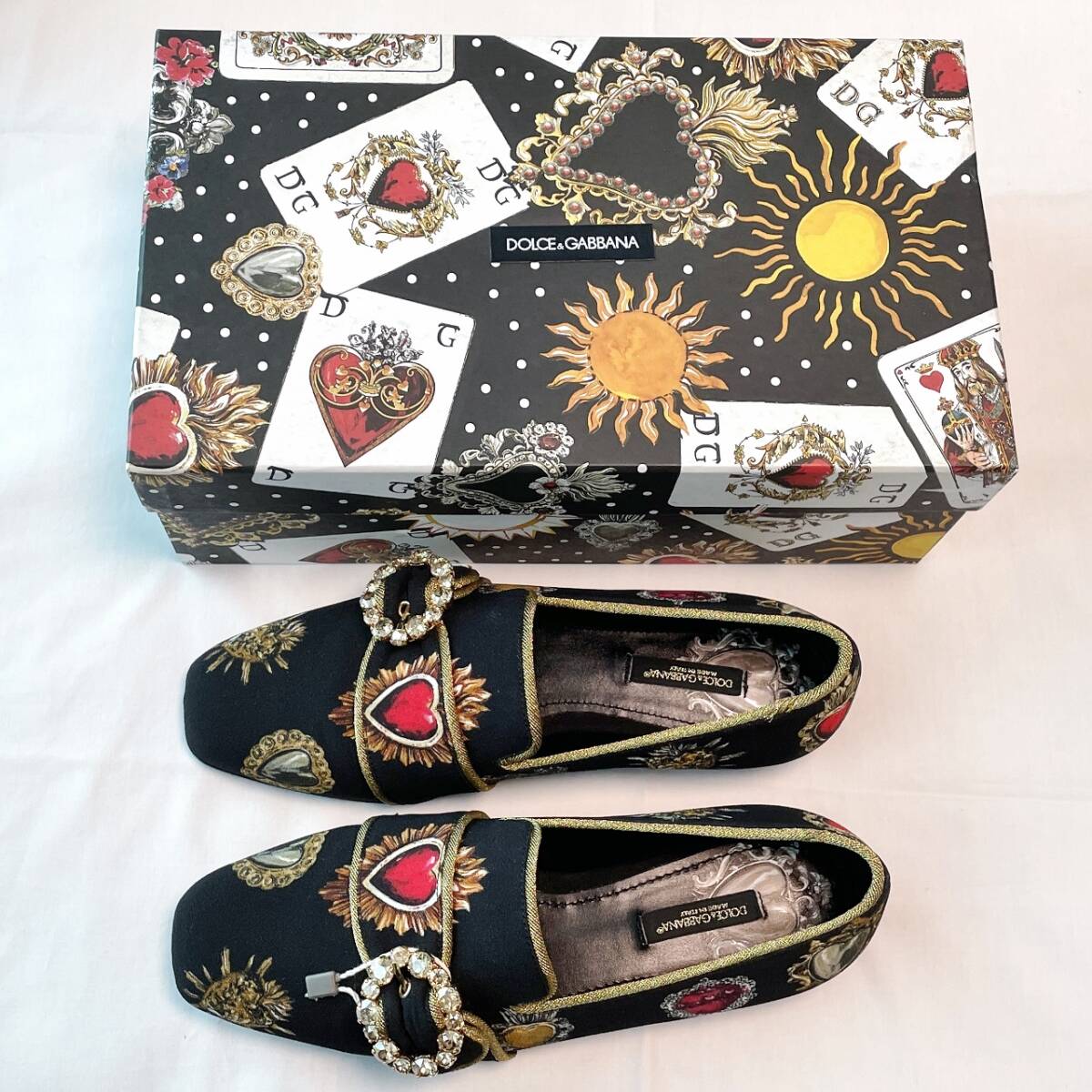 新品 ドルチェ&ガッバーナ セイクリッド ハート柄 モカシン 靴 23.5cm DOLCE&GABBANA拍卖