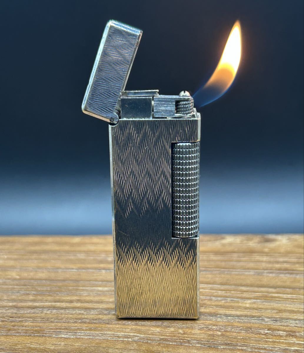 ダンヒル パイプ用ライター Dunhill Rollagas パイプ ライター O/H済 (シルバー/Chevron)拍卖