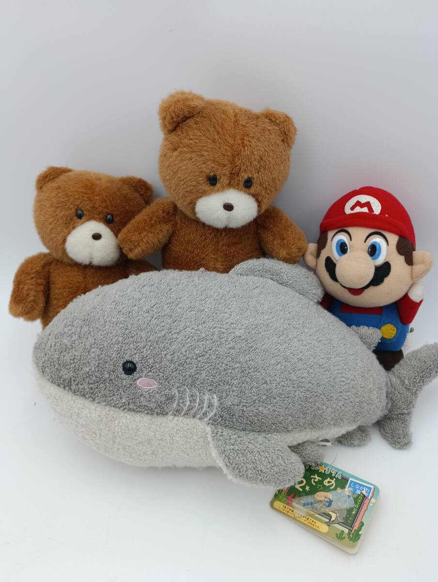 ぬいぐるみ 4個セット 1円スタート 中央三井信託銀行 たっくん マリオ サメ しながわ水族館 キャラクター スーパーマリオ クマ拍卖