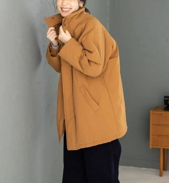 H8066 studio CLIP スタディオクリップ 撥水/マシンウォッシャブル 多機能BIGカラーミドルコート 中綿コート ブラウン F拍卖