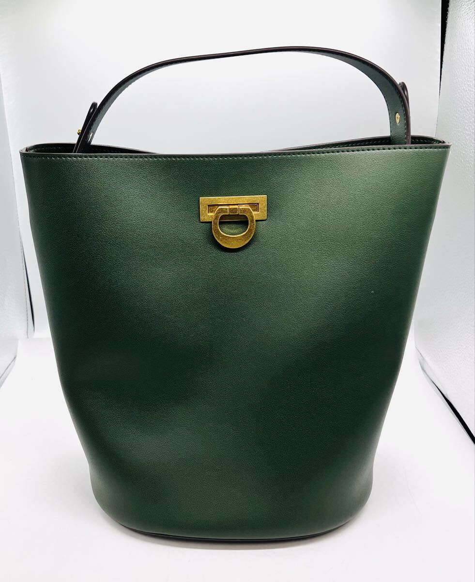 中古品 Mila Owen ミラオーウェン キーモチーフバケットバッグ A4サイズ グリーン拍卖