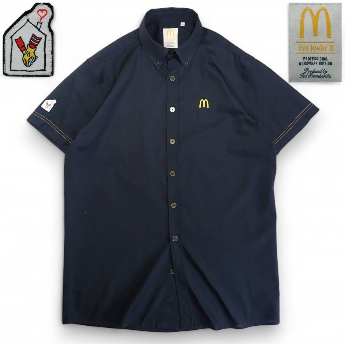 6911/美品 非売品 McDONALD'S 半袖ワークシャツ M●2022北欧店舗 刺繍マック マクドナルド スタッフ ユニフォーム●洗濯プレス済古着拍卖