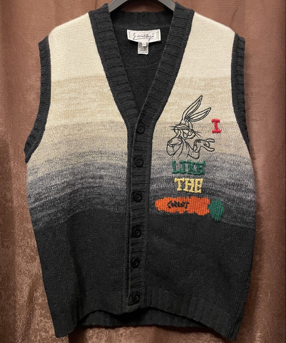 MADE IN ITALY製 90s Jc de Castelbajac × LOONEY TUNES ウールベスト グレー 56サイズ カステルバジャック ルーニーテューンズ ベスト拍卖