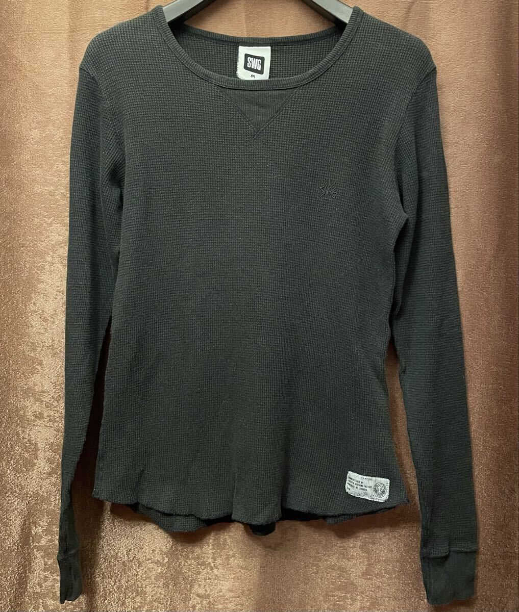 MADE IN JAPAN製 SWAGGER 長袖サーマルカットソー ブラック Mサイズ スワッガー 日本製 長袖Tシャツ ロンT サーマル 黒 PHENOMENON拍卖